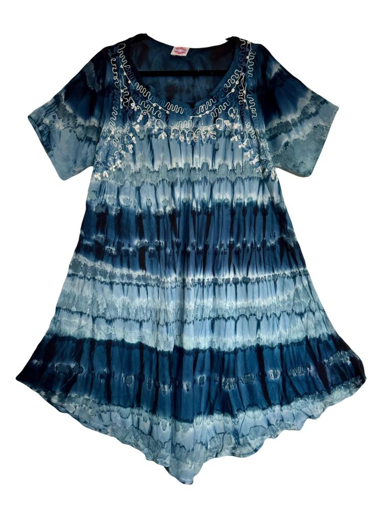 Pretty tie dye embroidered  Priya swing dress/top [approx 58 inches bust]