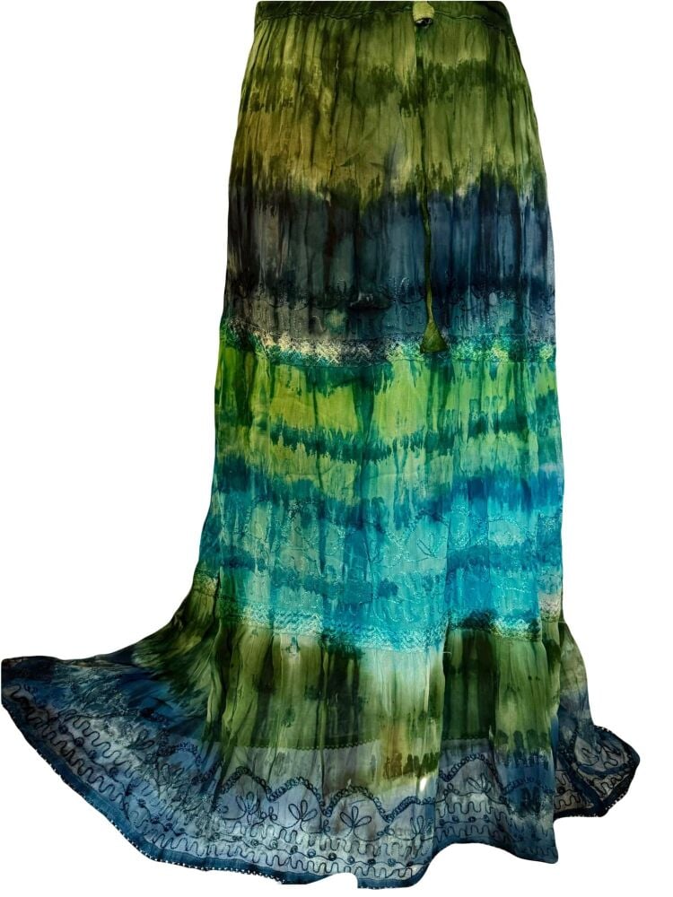 Gorgeous  tie dye embroidered hippie skirt [ns code] [30-40 inches waist]
