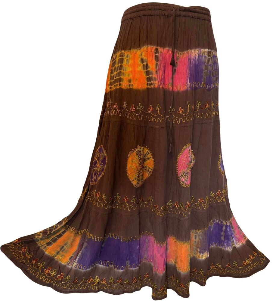 Gorgeous  tie dye embroidered hippie skirt [ns code] [30-44 inches waist]