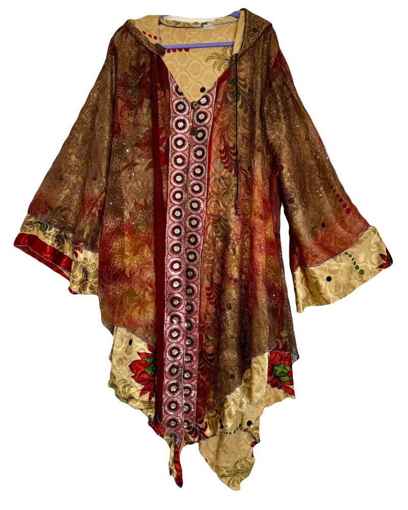 Louanna-Sunshine decorated sari pixie hood jacket [ns code]