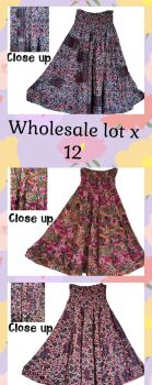 Wholesale lot of 12 mixed polysilk layered skirts up to curvy size