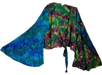 Tabitha goddess  tie front /wrap around recycled silk top  18-24