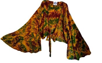 Tabitha goddess  tie front /wrap around recycled silk top  18-24