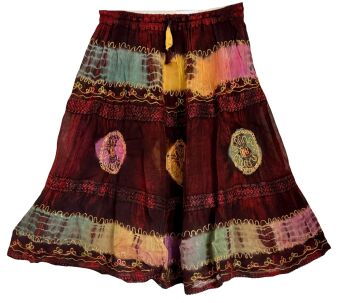 Shortie tie dye georgette skirt [waist 26-44 inches]