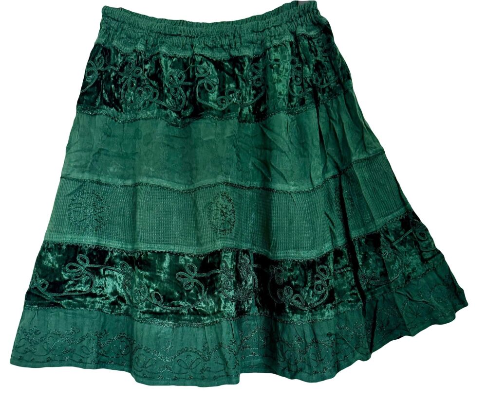 Lovely  boho velvety panel festival  skirt [waist 26-44 inches]
