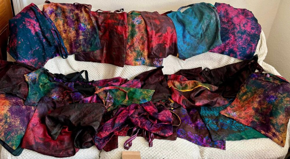 10 tie dye silk tote bags