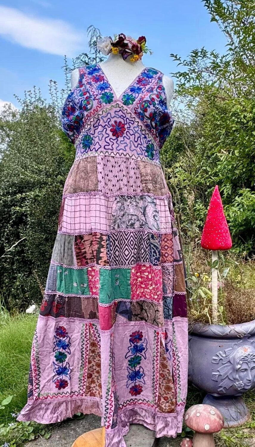 Beautiful Woodstock  patchwork dress curvy