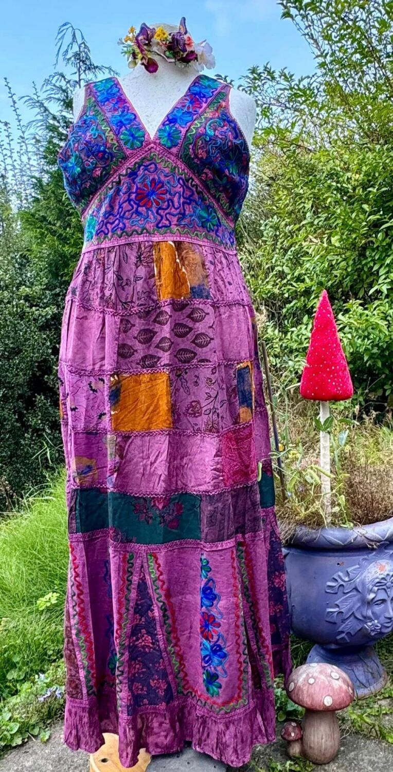 Beautiful Woodstock  patchwork dress curvy