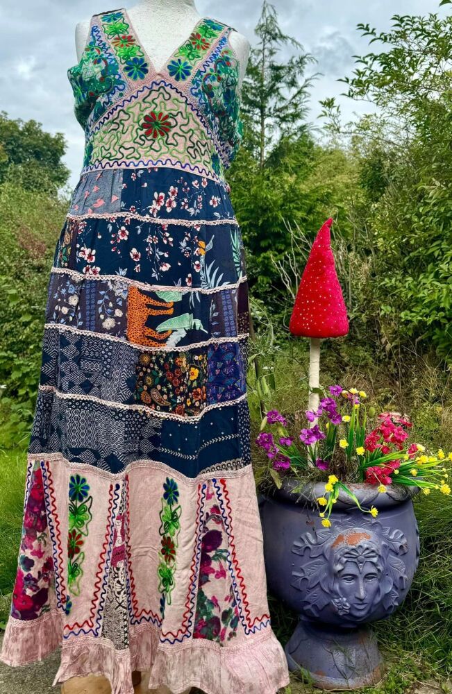 Reserved - Beautiful Woodstock  patchwork dress curvy
