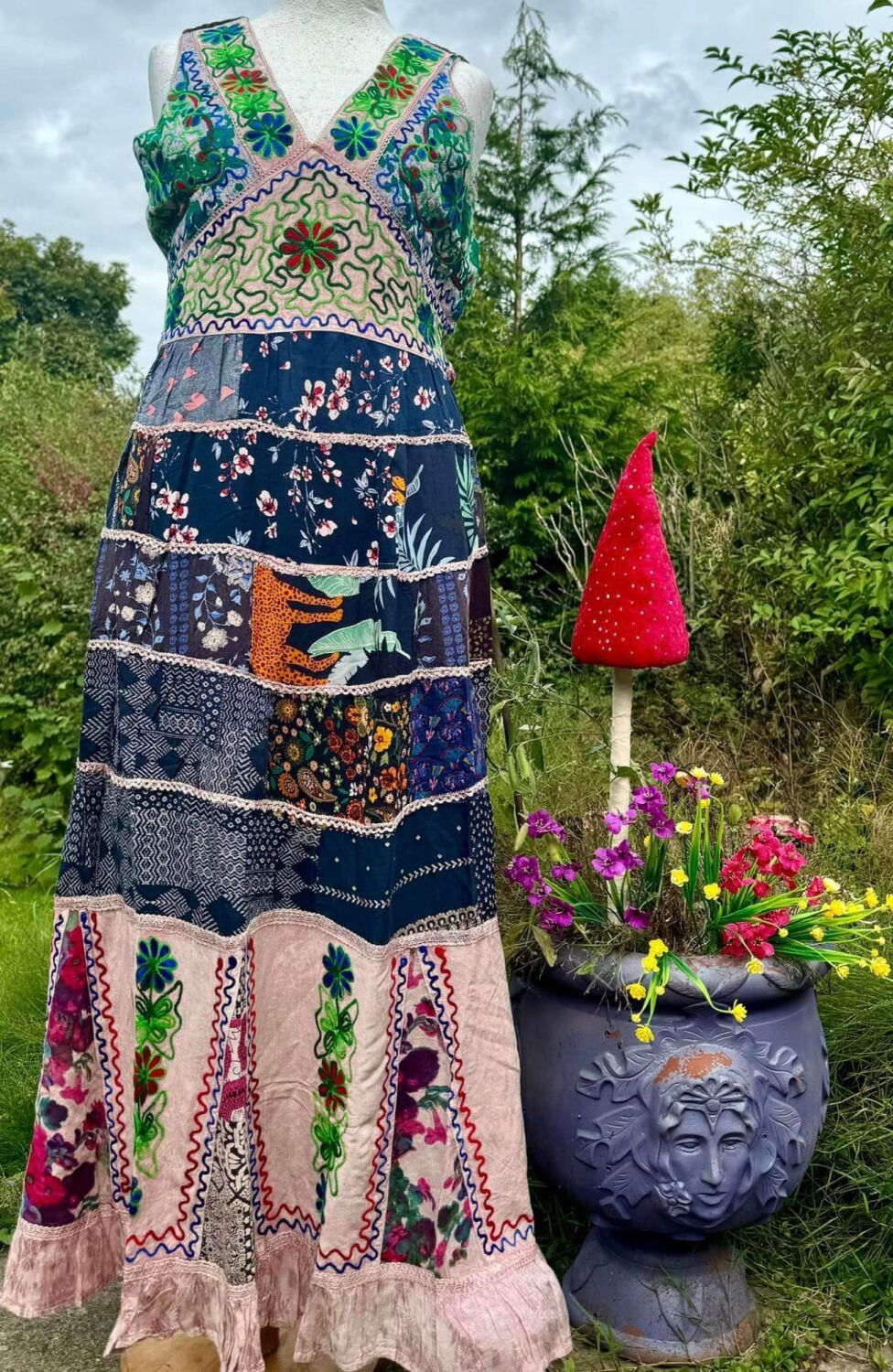 Beautiful Woodstock  patchwork dress curvy