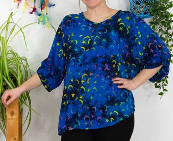 Stars and moons magical  button sleeve top