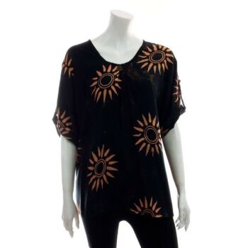 Black sun   button sleeve top