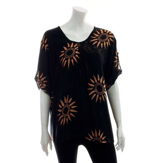 Black sun   button sleeve top