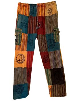 Fleece lined patchwork hippy trousers