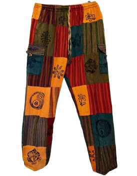 Fleece lined patchwork hippy trousers