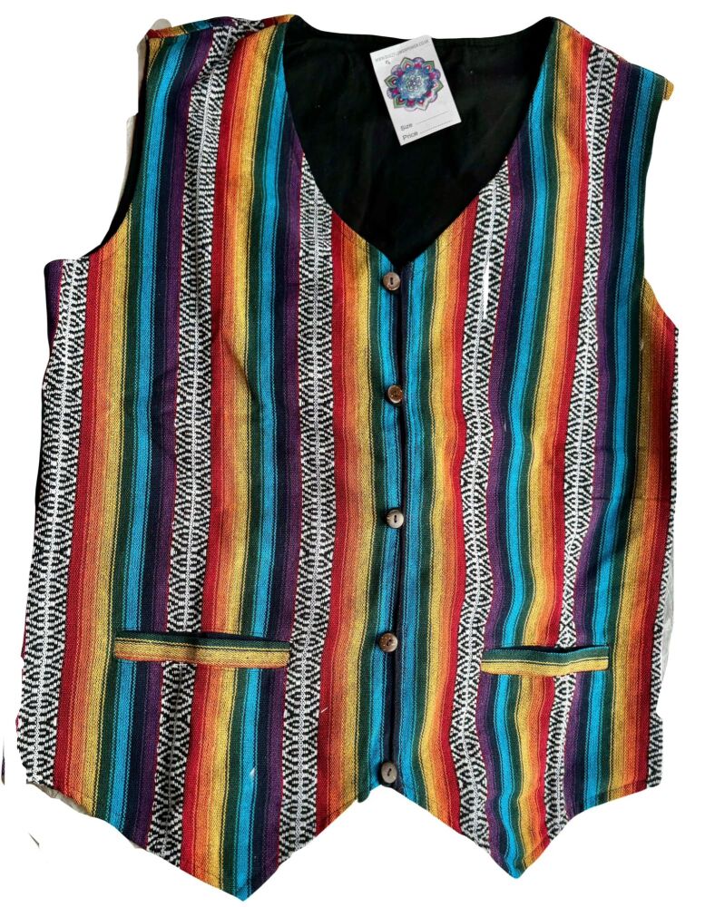 Funky folksy rainbow waistcoat l/xl and xxl