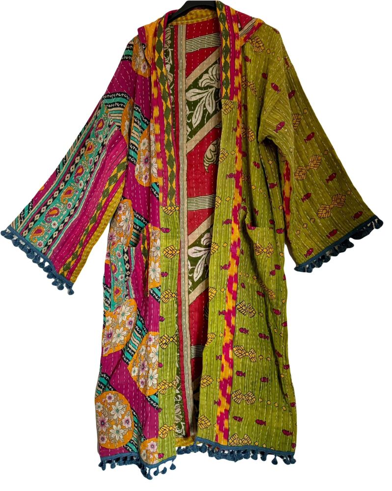 Krishna gorgeous hooded kantha kimono [reversible] size 1