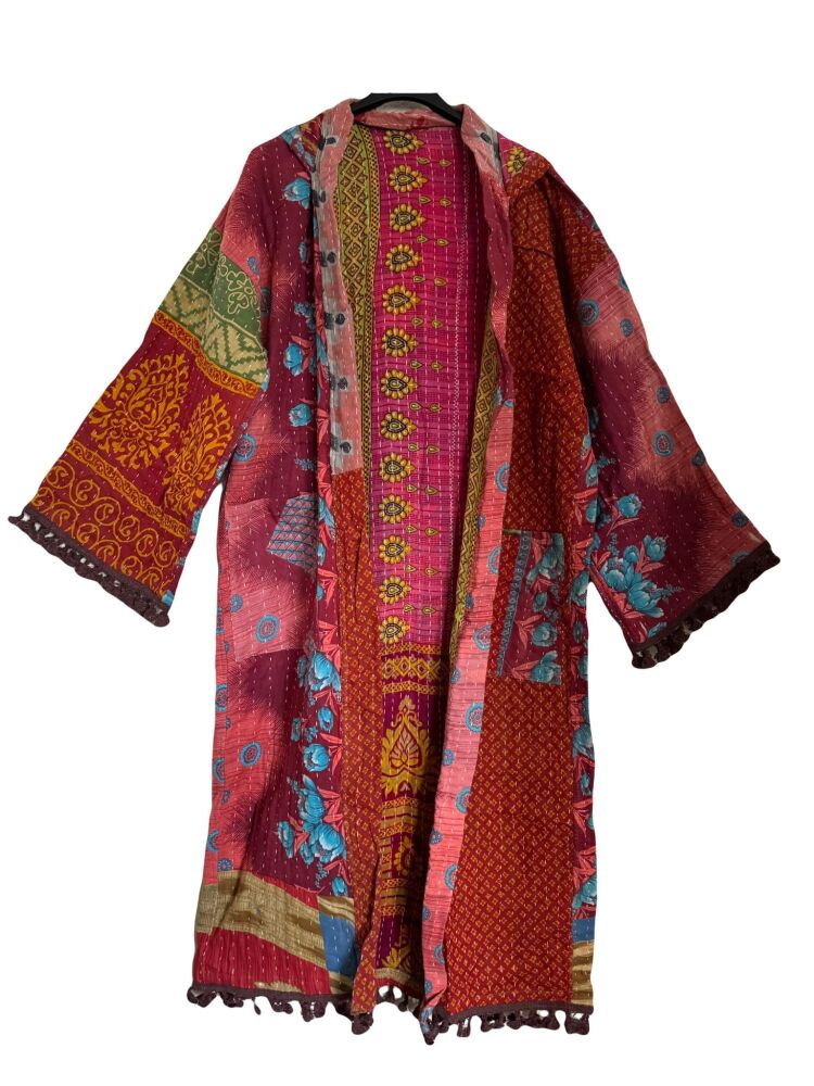 Krishna gorgeous hooded kantha kimono [reversible] size 1