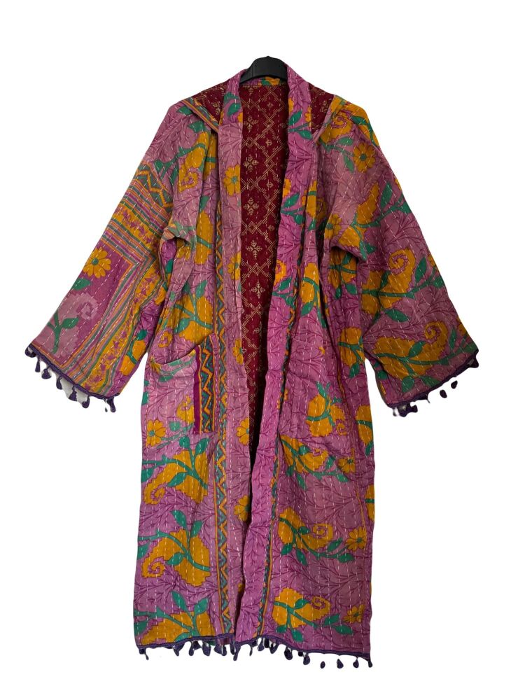 Krishna gorgeous hooded kantha kimono [reversible] size 1