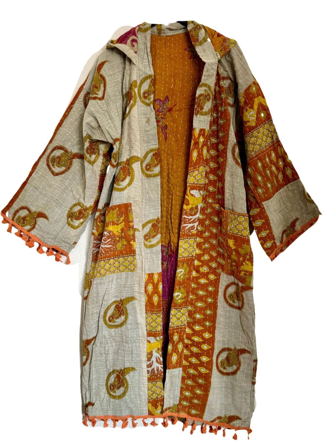 Krishna gorgeous hooded kantha kimono [reversible] size 1