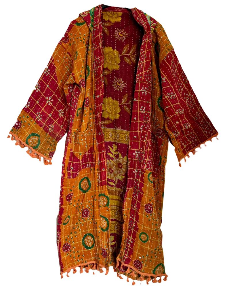 Krishna gorgeous hooded kantha kimono [reversible] size 1