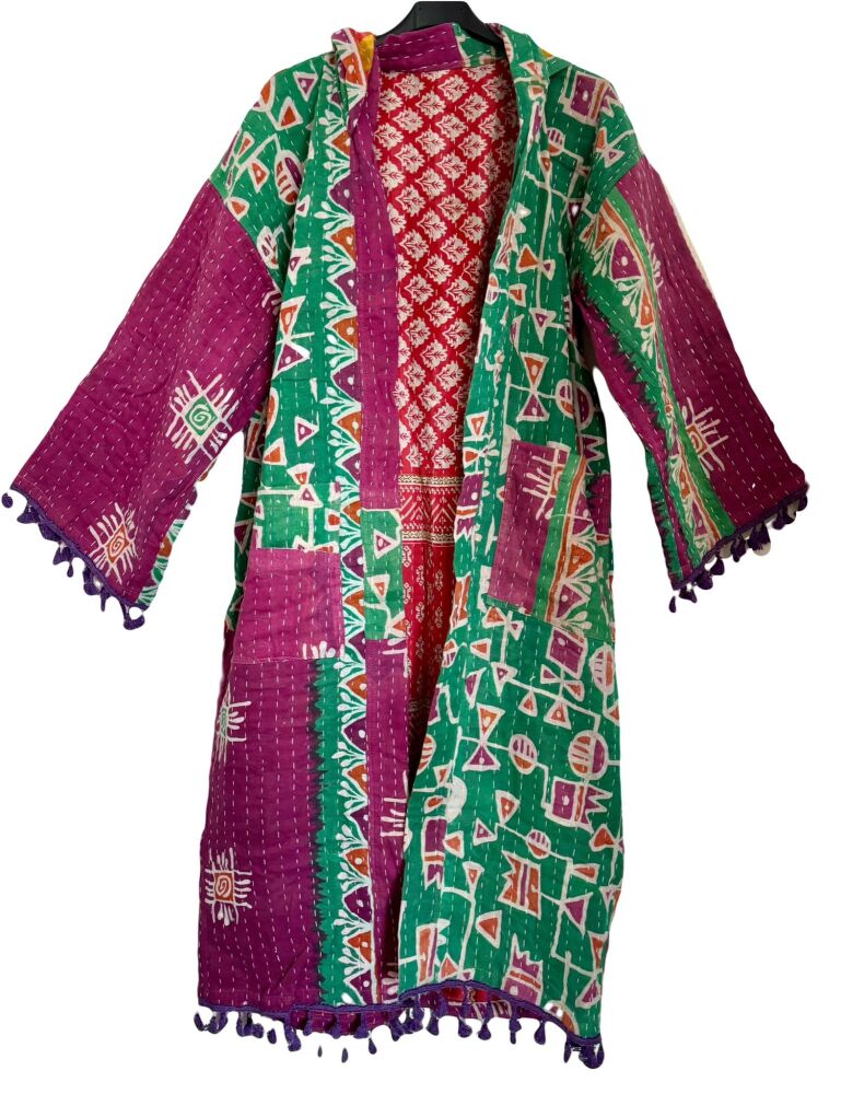Krishna gorgeous hooded kantha kimono [reversible] size 1