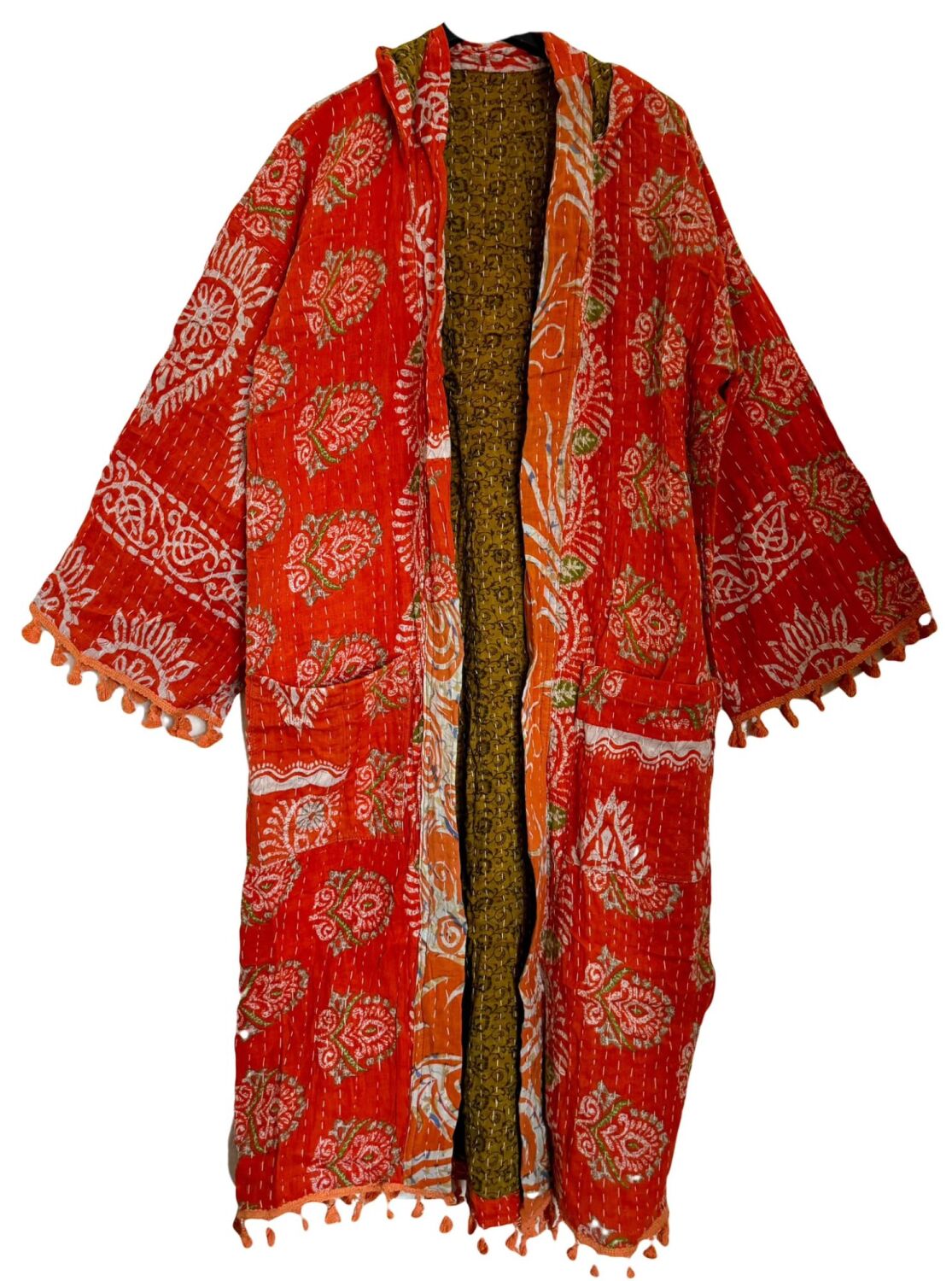 Krishna gorgeous hooded kantha kimono [reversible] size 1