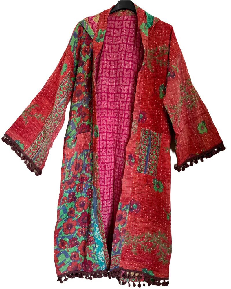 Krishna gorgeous hooded kantha kimono [reversible] size 1
