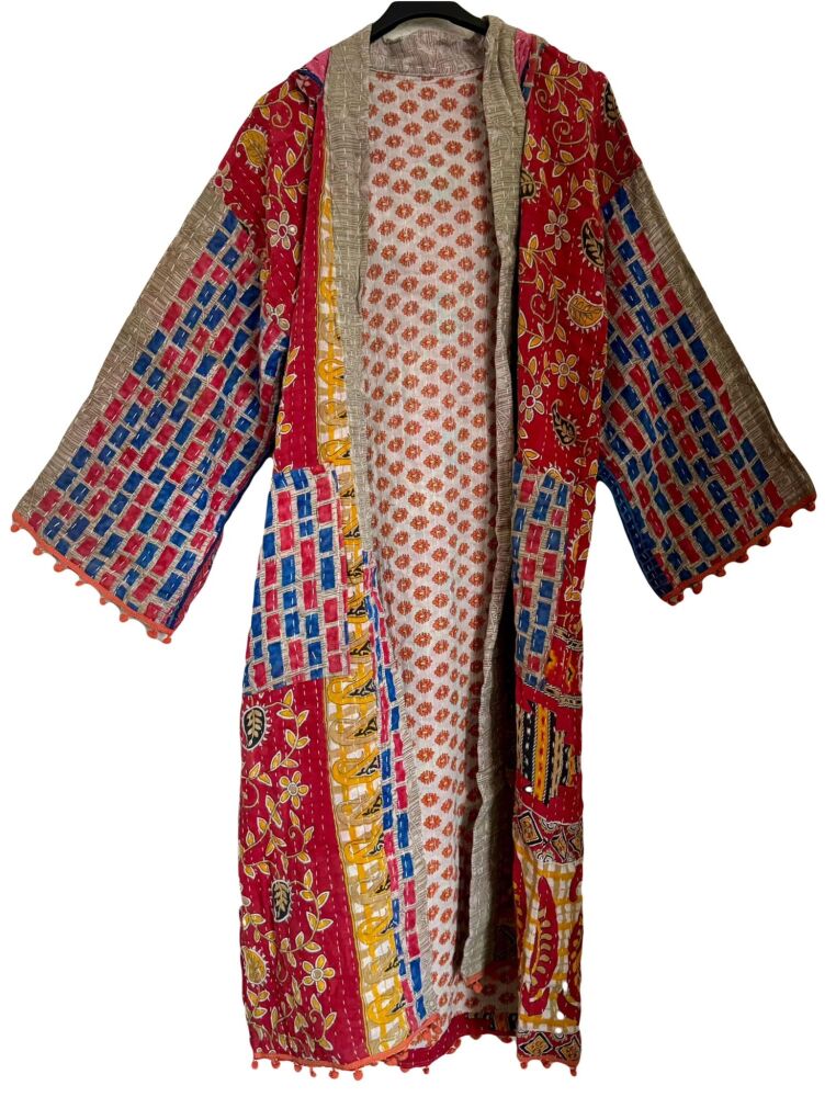 Krishna gorgeous hooded kantha kimono [reversible] size 1