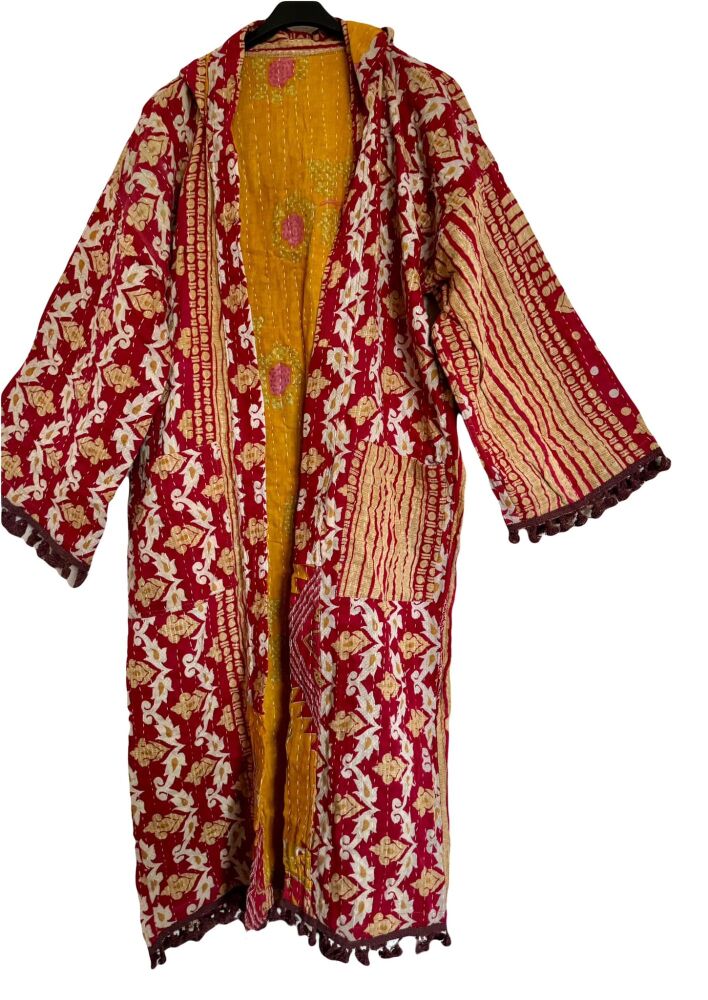 Krishna gorgeous hooded kantha kimono [reversible] size 1