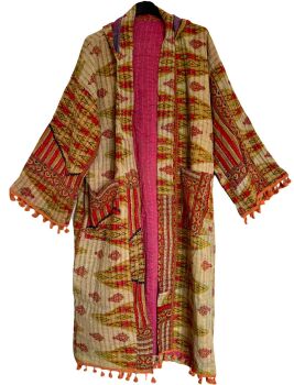 Krishna gorgeous hooded kantha kimono [reversible] size 1