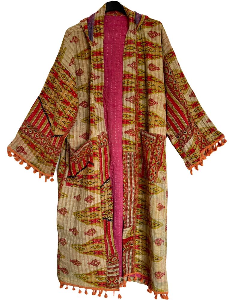 Krishna gorgeous hooded kantha kimono [reversible] size 1