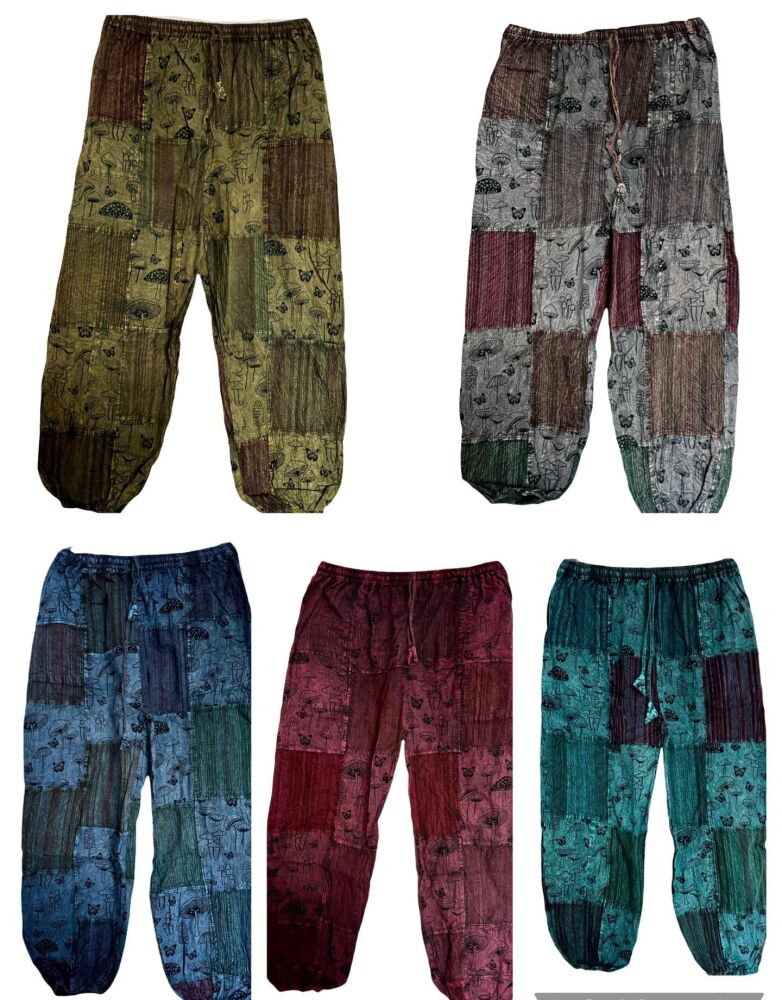 Funky patchwork mushroom harems  [waist  30-44 inches]