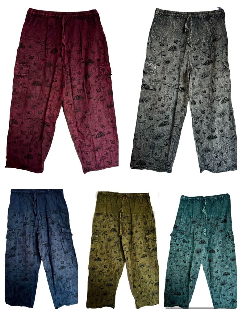 Funky  mushroom cargo trousers  [waist  30-46 inches]