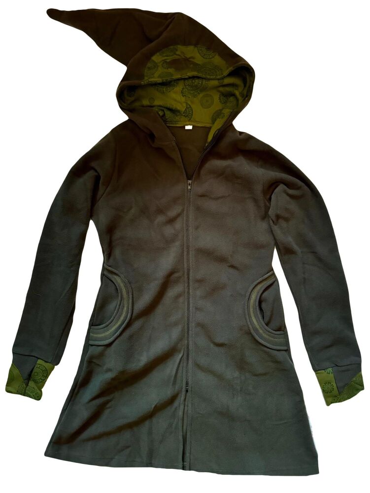 Gorgeous snuggly 3/4 length pixie hood hippy jacket