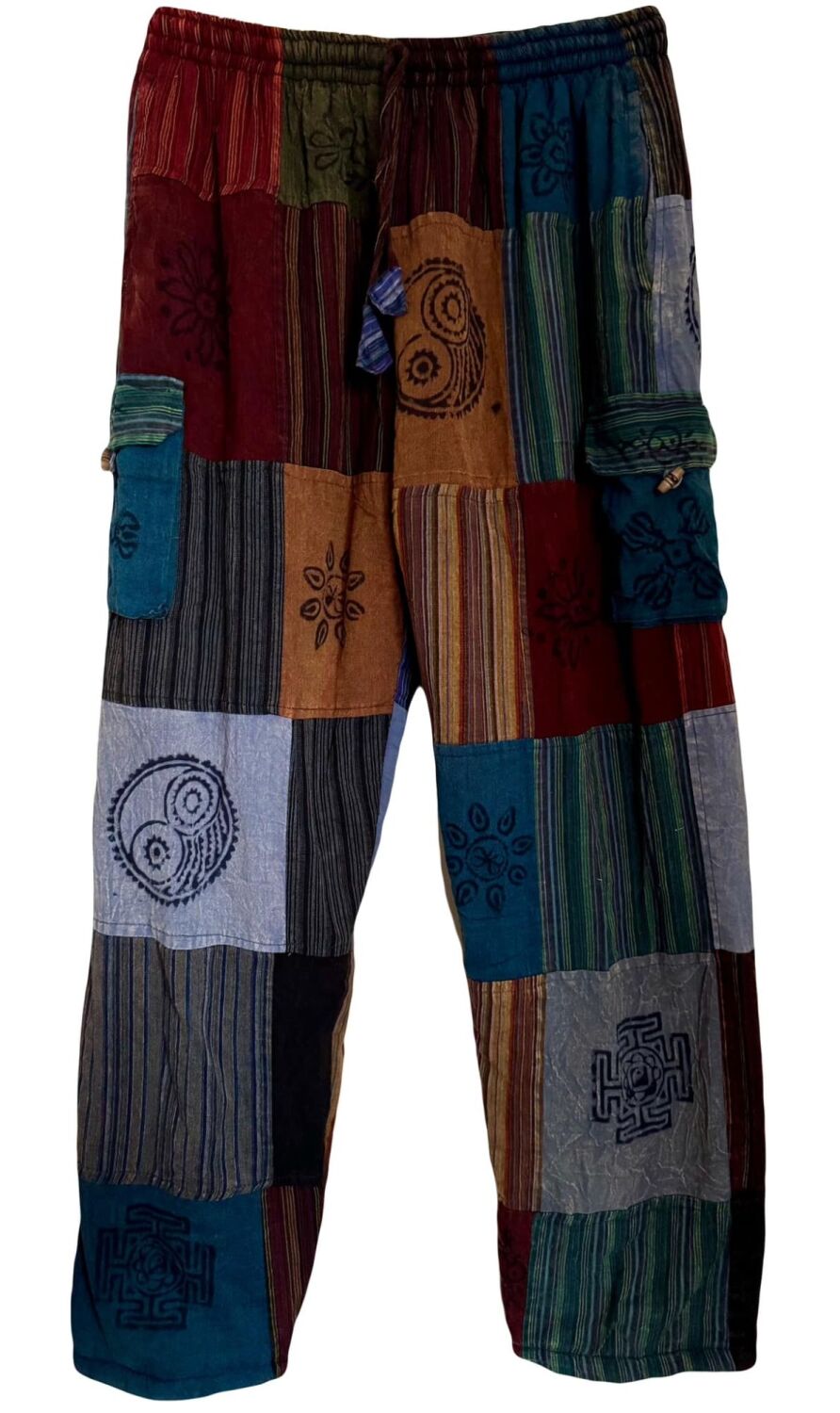 Fleece lined patchwork hippy trousers