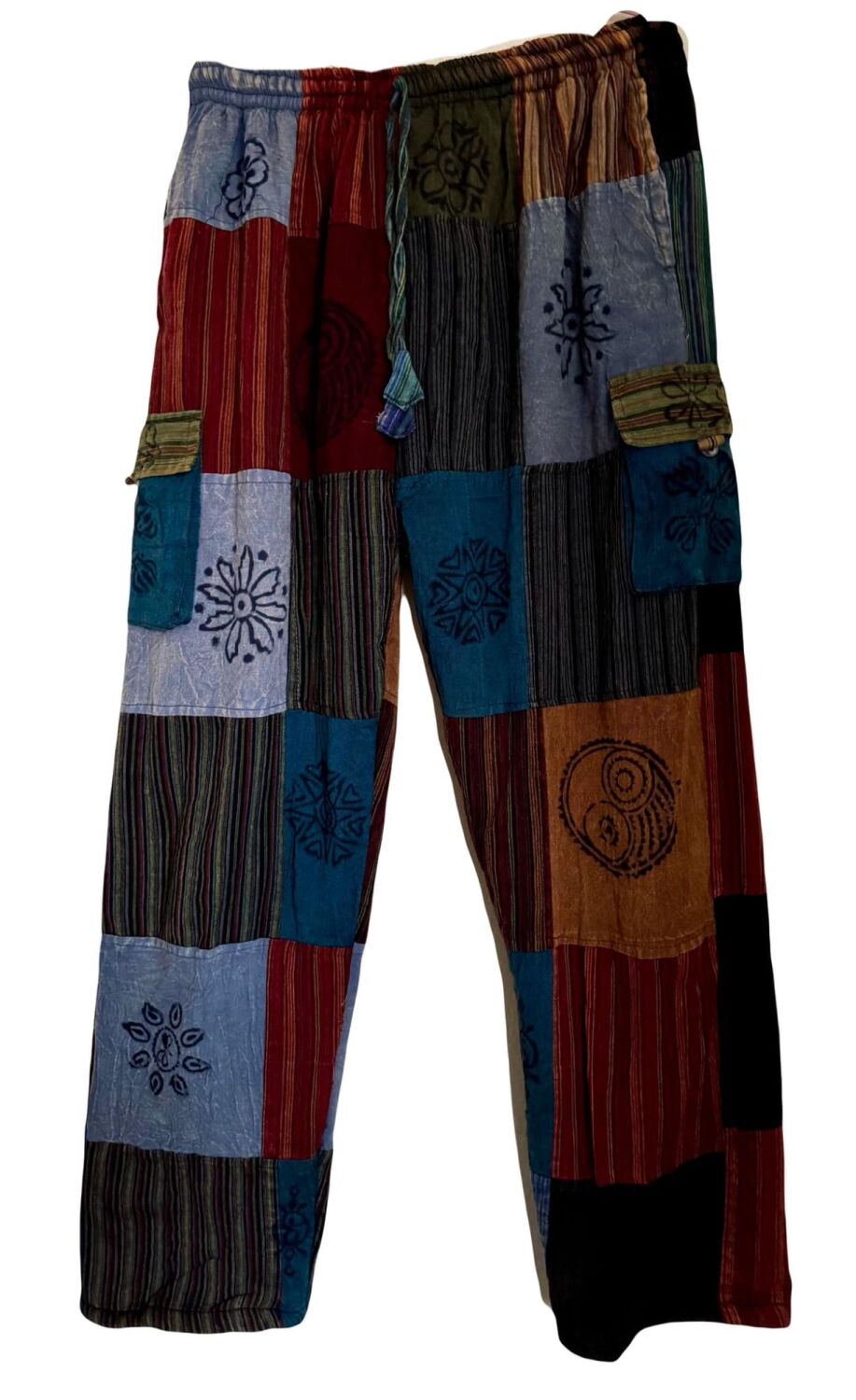 Fleece lined patchwork hippy trousers