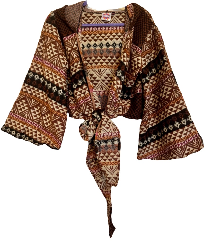 Snuggly tie front hooded  top