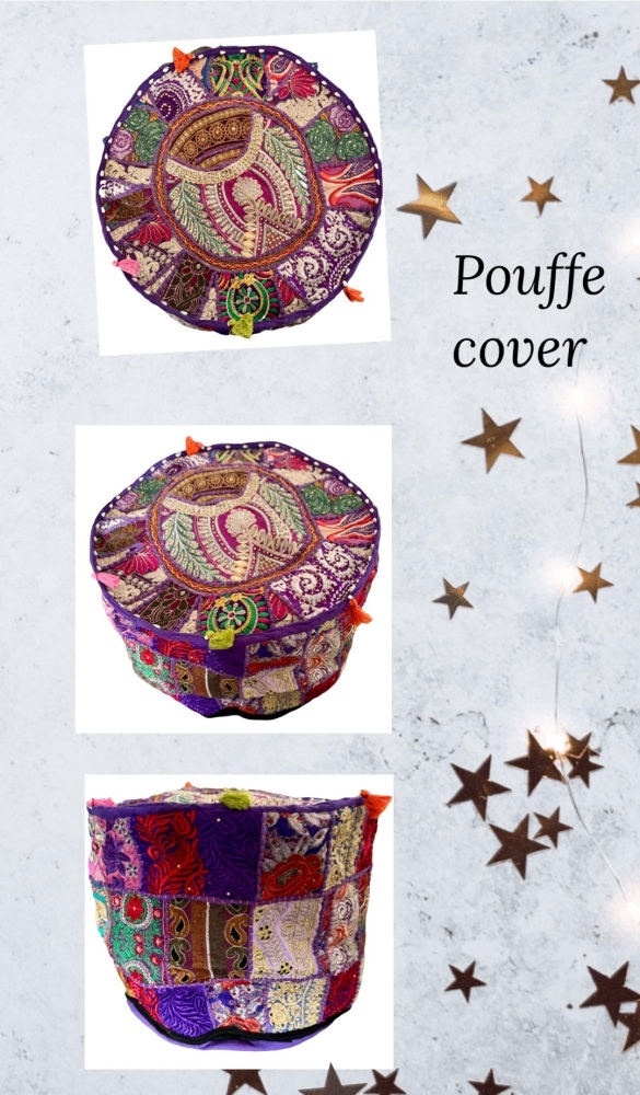 Gorgeous Indian pouffe cover ( purple)