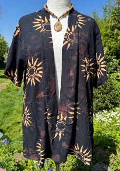 Batik black sun  open front kimono top Curvy annie