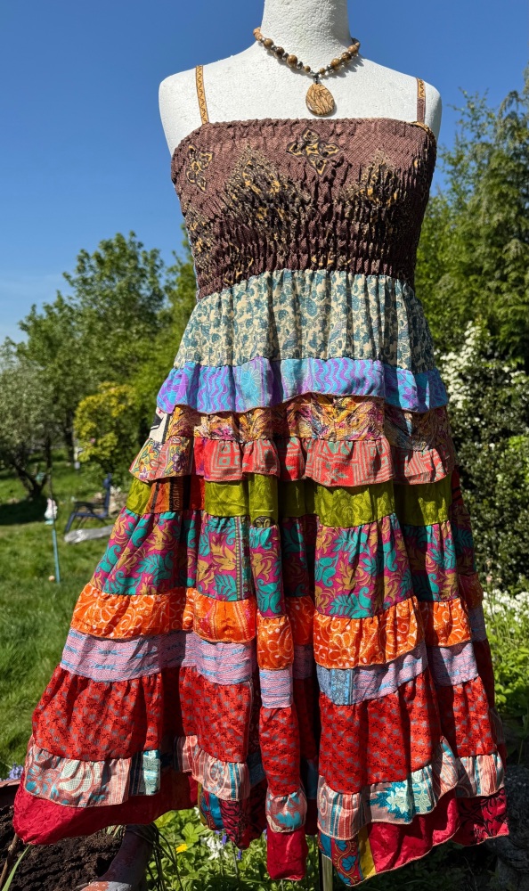 Pretty Jennie recycled silk layer dress