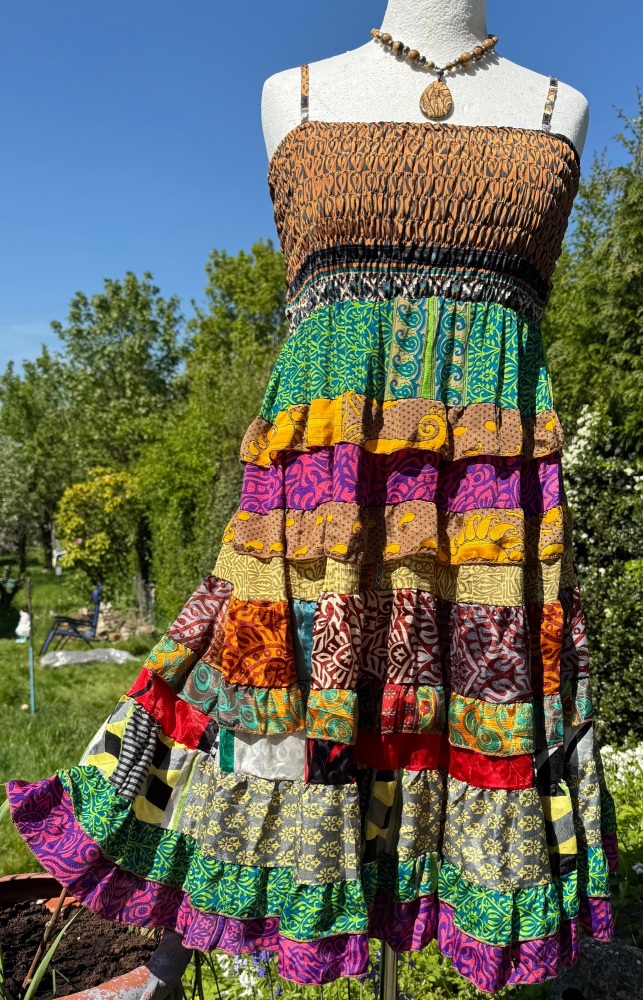 Pretty Jennie recycled silk layer dress