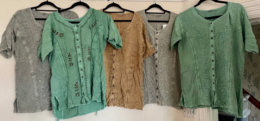 Job lot of 10 Indian embroidered/sequined   hippy tops