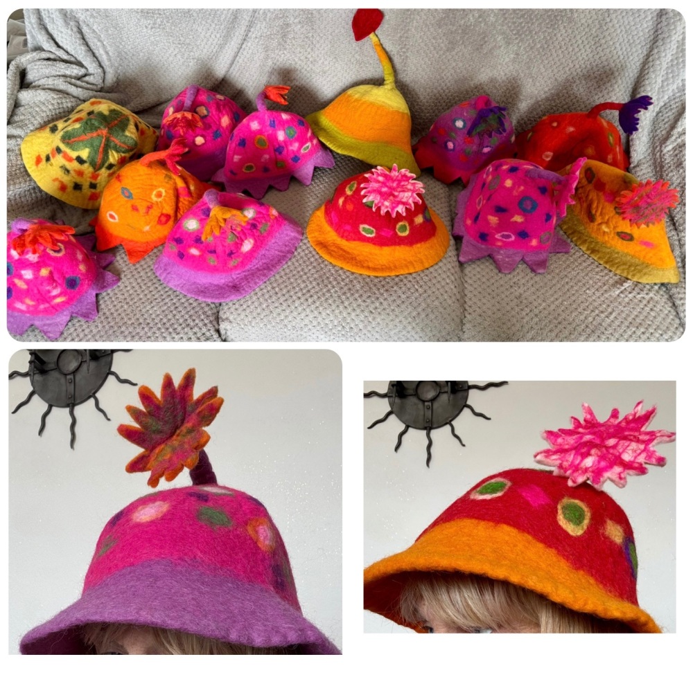 Job lot funky handmade felt hats from Nepal x 12