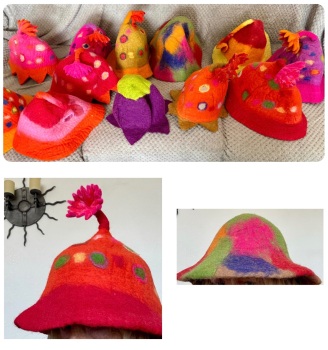 Job lot funky handmade felt hats from Nepal x 12