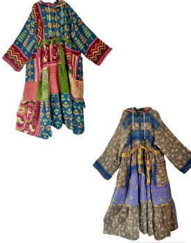 Eden Reversible Kantha hooded robe