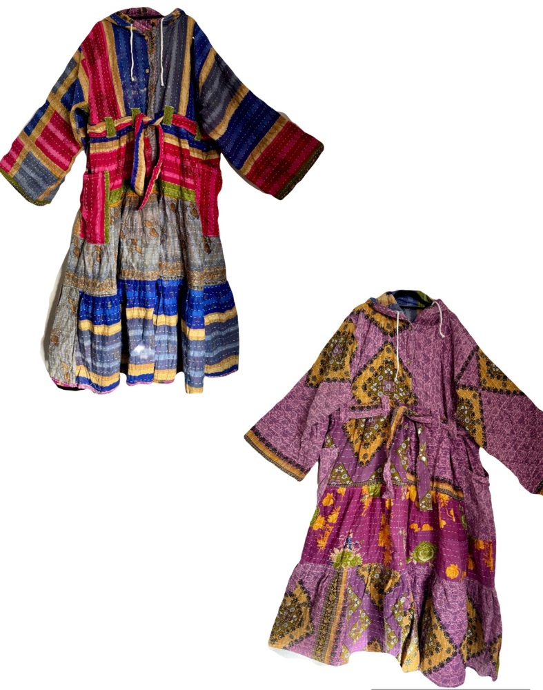 Eden goddess Reversible Kantha hooded robe