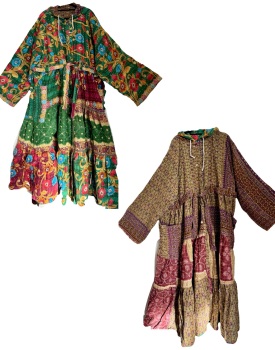 Eden goddess Reversible Kantha hooded robe