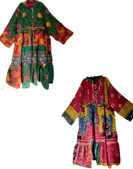 Eden goddess Reversible Kantha hooded robe