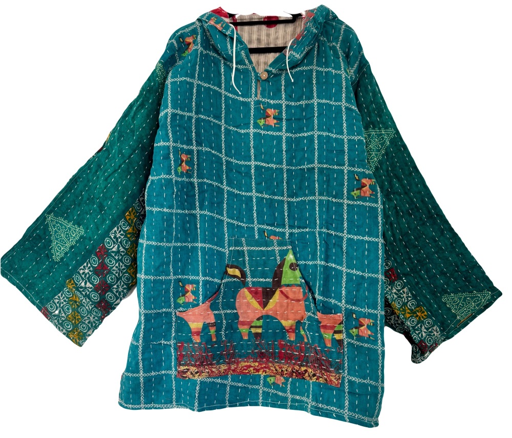 Reversible Kantha Joani  hoody (52 inches bust )